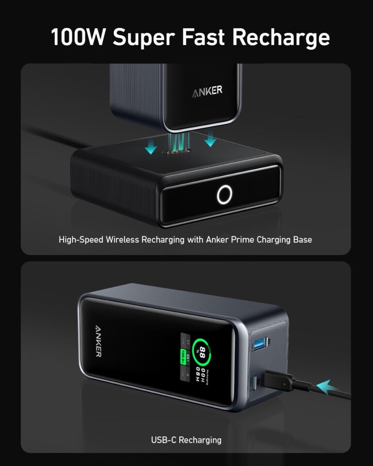 Anker Prime Power Bank 200W, 20,000mAh Portable Charger 3-Port with 100W Charging Base, Smart Digital Display, Compatible with iPhone 16/15/15 Plus/15 Pro/15 Pro Max/14 Series, MacBook, Samsung, Dell - Image 6