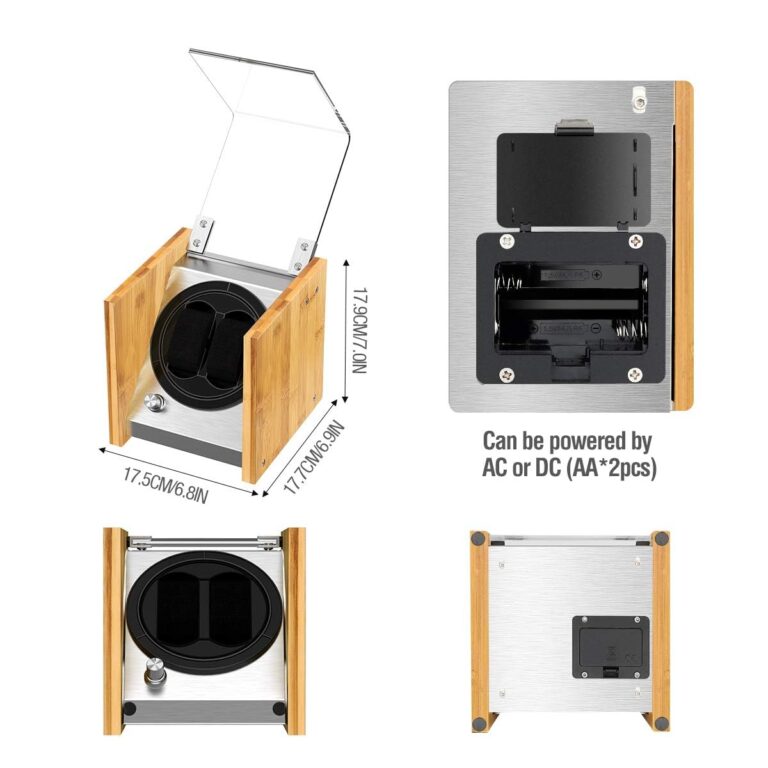 Watch Winder Smith Watch Winder Double for Automatic Watches - Bamboo Watches Winder Box 2 with Quiet Motor 4 Rotation Mode Setting - Image 2