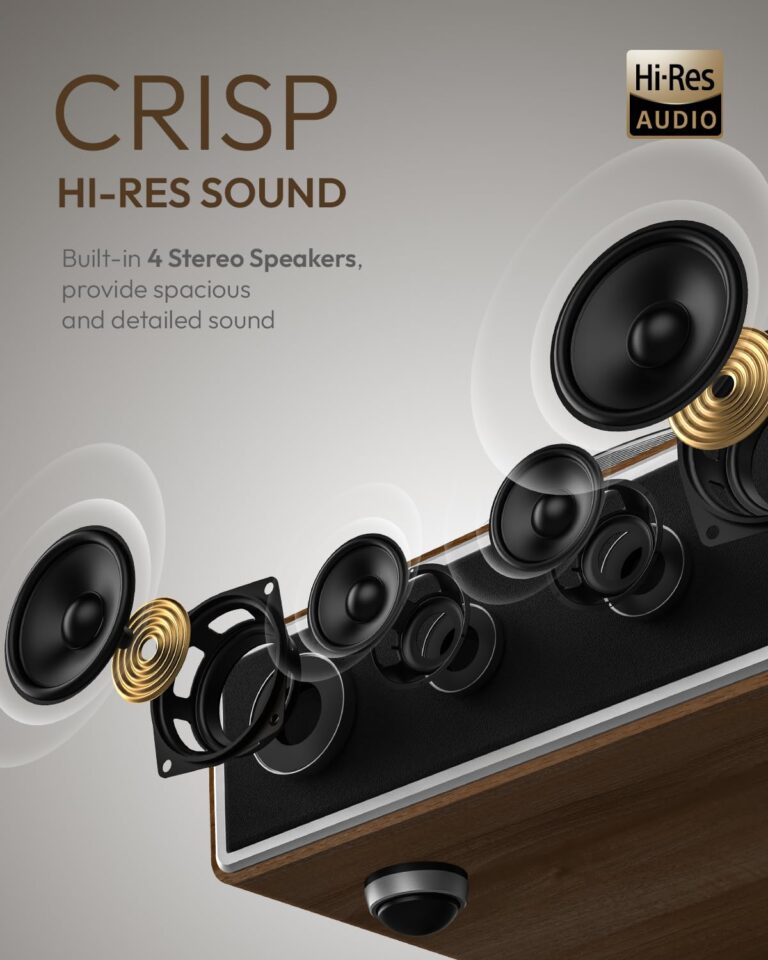 ONE-Q All-in-one Vinyl Record Player with Bluetooth 5.4, HiFi Turntable Built-in Speakers, Phono Preamp, AT-3600L Cartridge, 33/45 RPM, Auto Off - Image 5