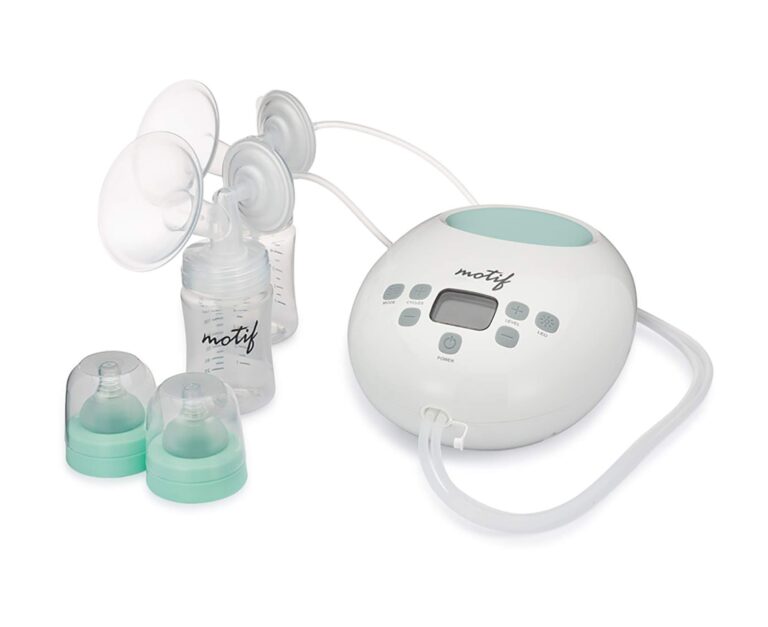 Motif Medical Luna Double Electric Breast Pump - Easy to Use, Quiet Motor, Built-in LED Night Light - Outlet Required