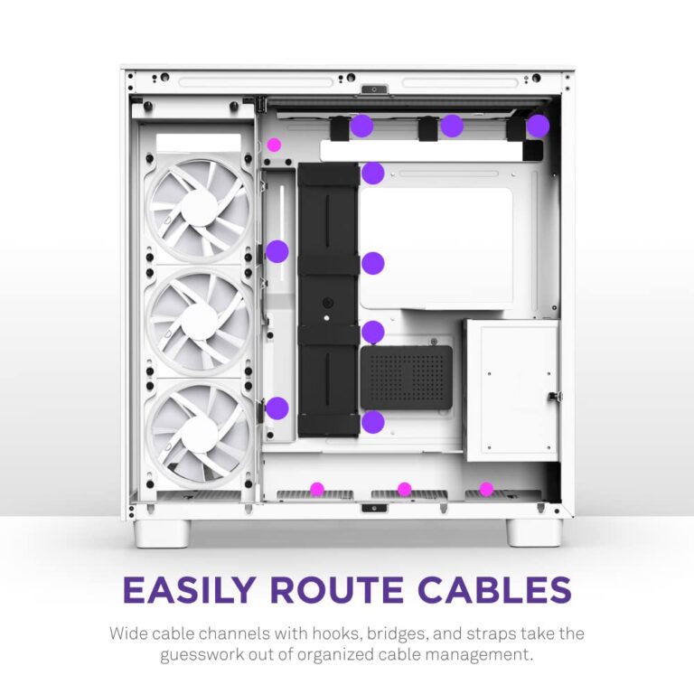 NZXT H9 Elite Dual-Chamber ATX Mid-Tower PC Gaming Case – Includes 3 x 120mm F120 RGB Duo Fans with Controller– Glass Front, Top & Side Panels 360mm Radiator Support Cable Management White - Image 2