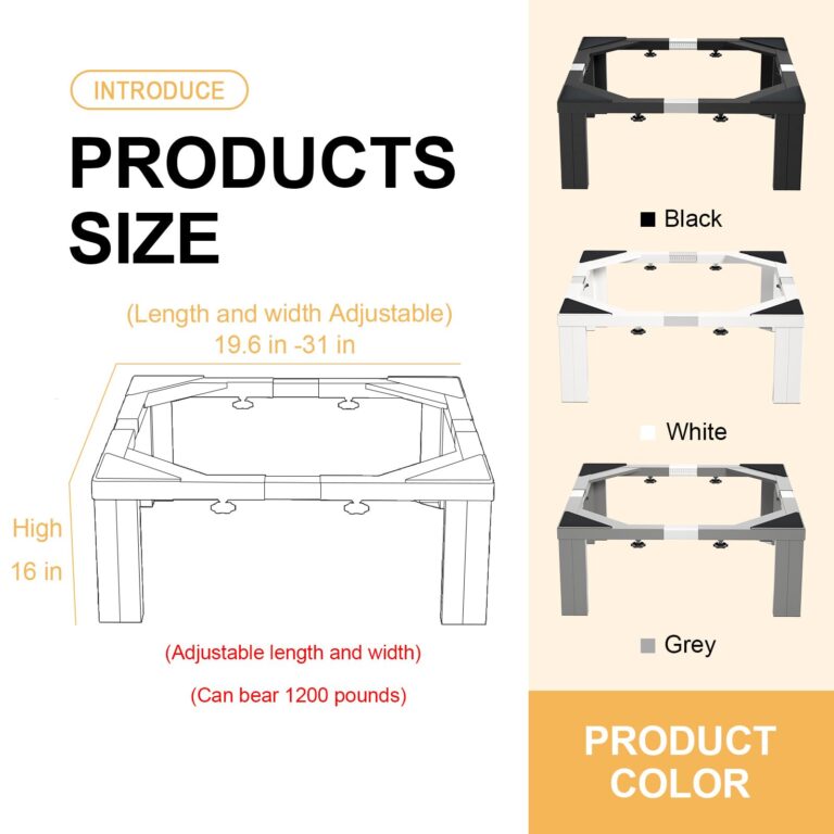 I'Ezonk Full size Heavy duty all steel Laundry Pedestal , 16" Height Washer and Dryer Pedestals, Adjustable Universal washing machine stand and Ice maker stand(Black) - Image 7