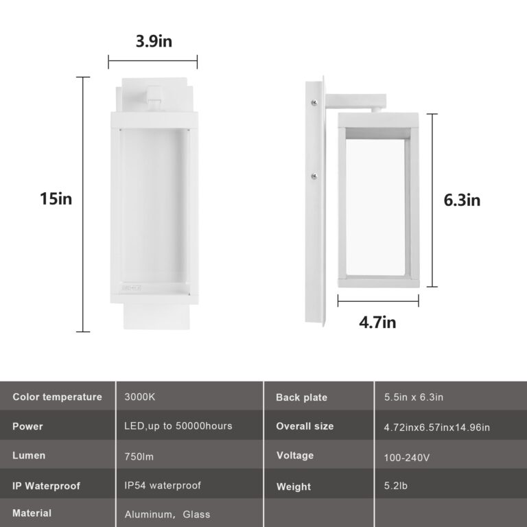 Lustrlach 2 Pack White Dusk to Dawn Outdoor Wall Lights for House LED Photocell Exterior Light Fixture with Glass IP54 Waterproof Modern Patio Light for Garage Indoor Entryway Garden,3000K,14IN - Image 6