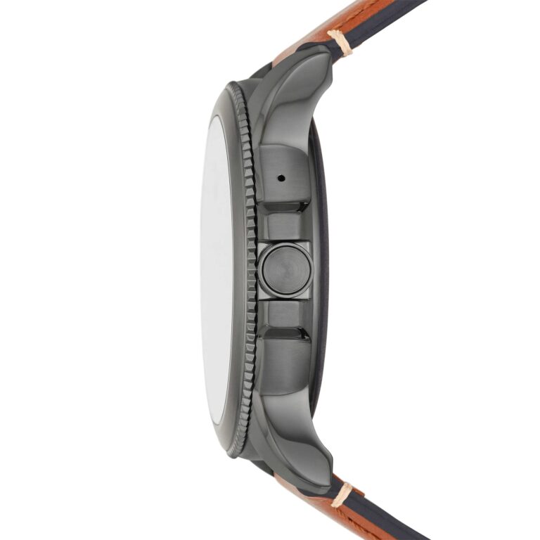 Fossil 44mm Gen 5E Stainless Steel and Leather Touchscreen Smart Watch, Color: Smoke, Brown (Model: FTW4055V) - Image 7
