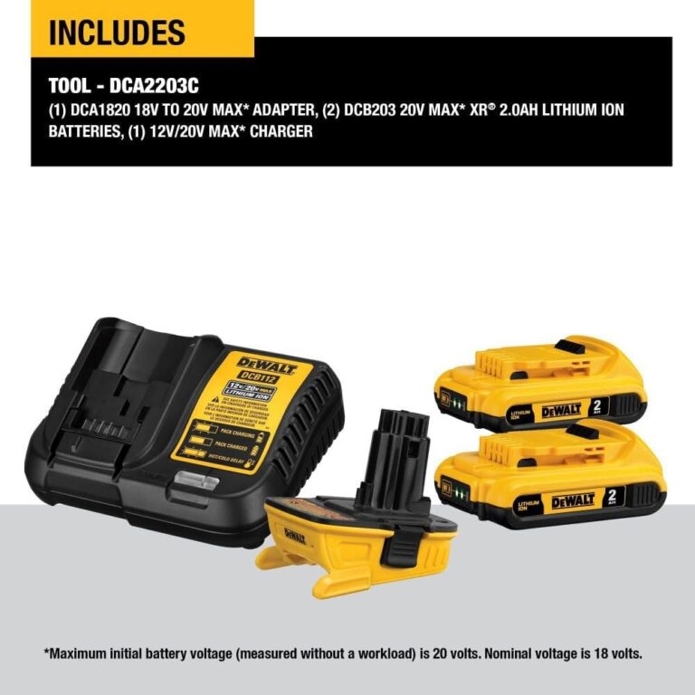 DEWALT 20V MAX Battery Adapter Kit, 18V to 20V, 2 Batteries and Charger Included (DCA2203C) - Image 5