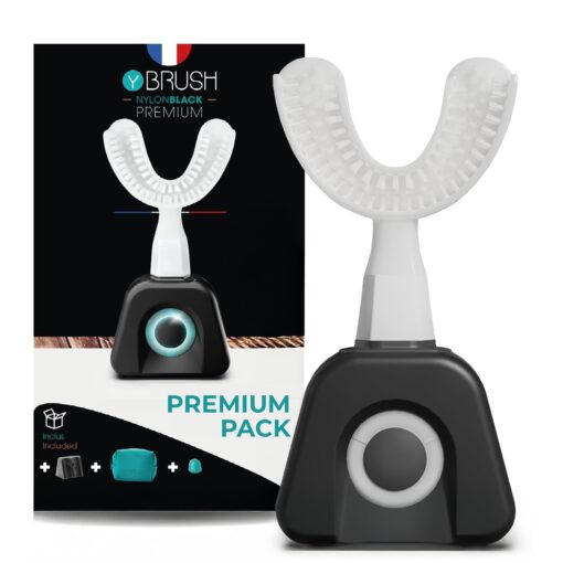 Y-Brush - Electric Toothbrush - Y-Shaped Brush - 3 Months Battery Life - NylonBlack Premium Pack