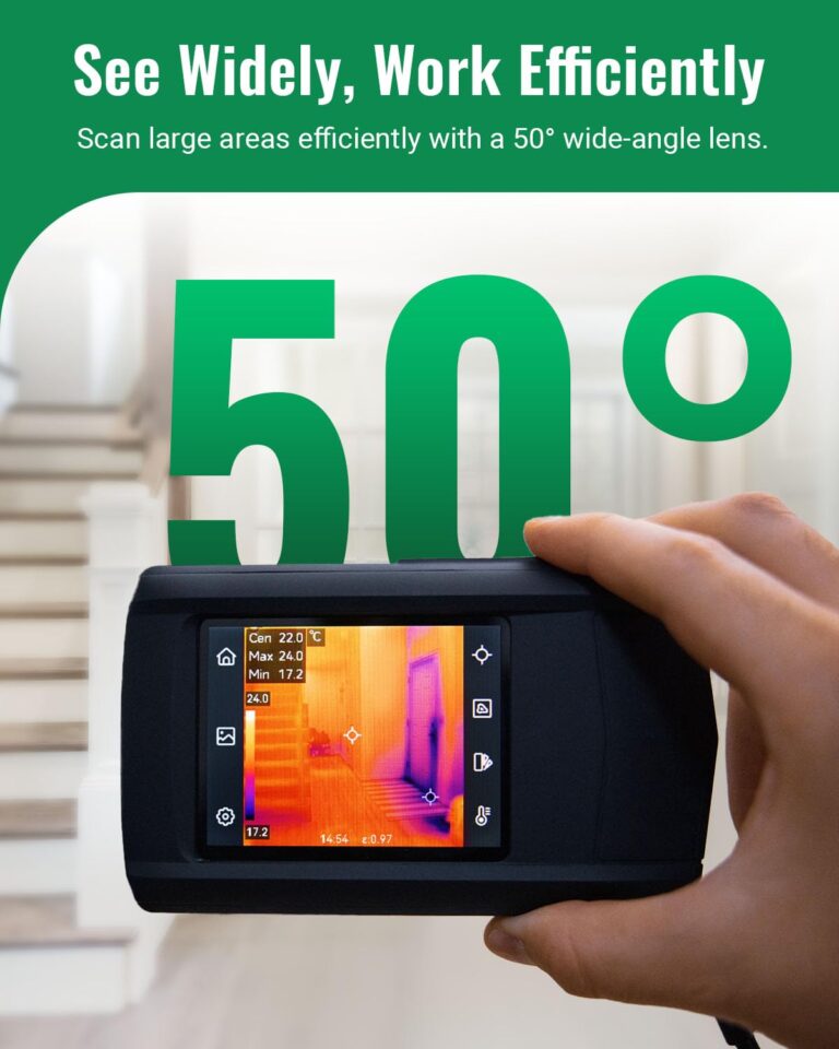 HP96 Thermal Imaging Camera, Super Resolution 240 x 240 Thermal Camera with Visual Camera, 96 x 96 IR Resolution, 3.5" Touch Screen, 25 Hz, Video and Audio Recording, 50° FOV, -4°F to 662°F - Image 2