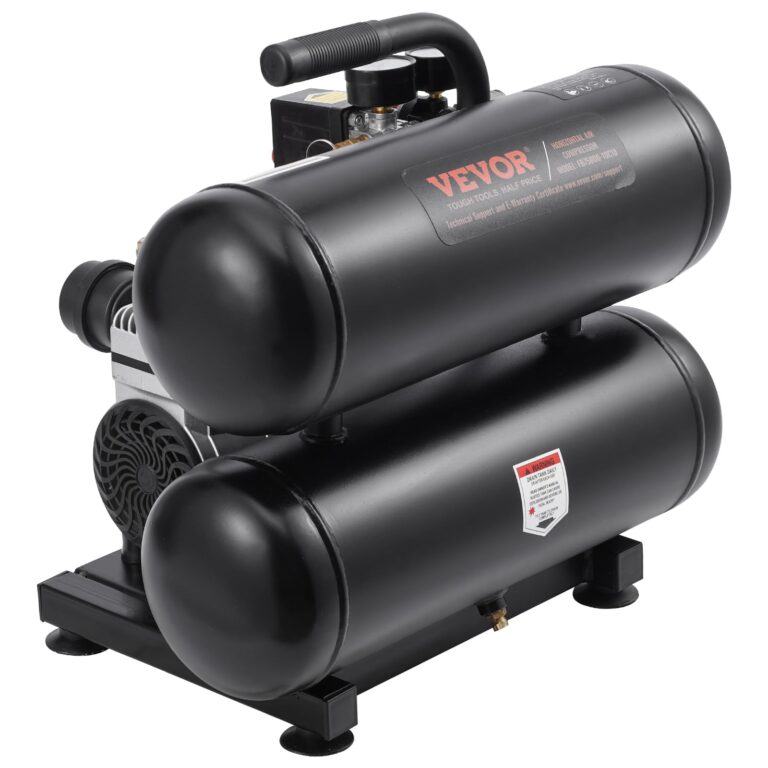 VEVOR Air Compressor, 4.6 Gallon Steel Tank, 1HP 2.2CFM@90 PSI Oil Free Air Compressor & Max 120PSI Pressure, 80dB Ultra Quiet Portable Compressor for Auto Repair, Tire Inflation, Spray Painting, 120V - Image 5