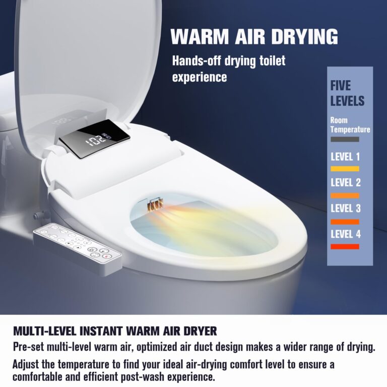 WLJBIDET Upgrade Bidet Toilet Seat Elongated, Rear and Feminine Wash, Unlimited Warm Water, Heated Seat, Warm Air Drying, Soft Close Lid, Sense Seat, Smart Bidet Seat Elongated Requires Electricity - Image 4