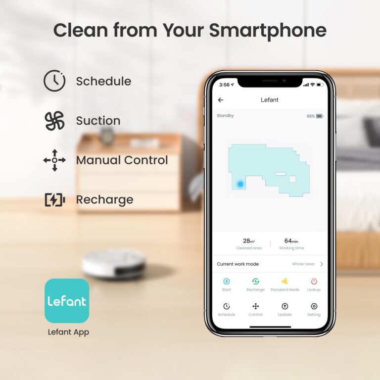 Lefant Robot Vacuum Cleaner, Strong Suction, 120 Mins Runtime, Slim, Low Noise, Automatic Self-Charging, Wi-Fi/App/Alexa Control, Ideal for Pet Hair Hard Floor and Daily Cleaning, M210 - Image 6
