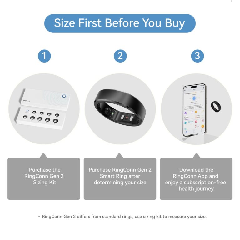 RingConn Gen 2, World’s First Smart Ring with Sleep Apnea Monitoring, No APP Subscription, 12-Day Battery Life, Stress/Heart Rate/Women's Health Tracker, Android & iOS Compatible (Black, Size 10) - Image 7