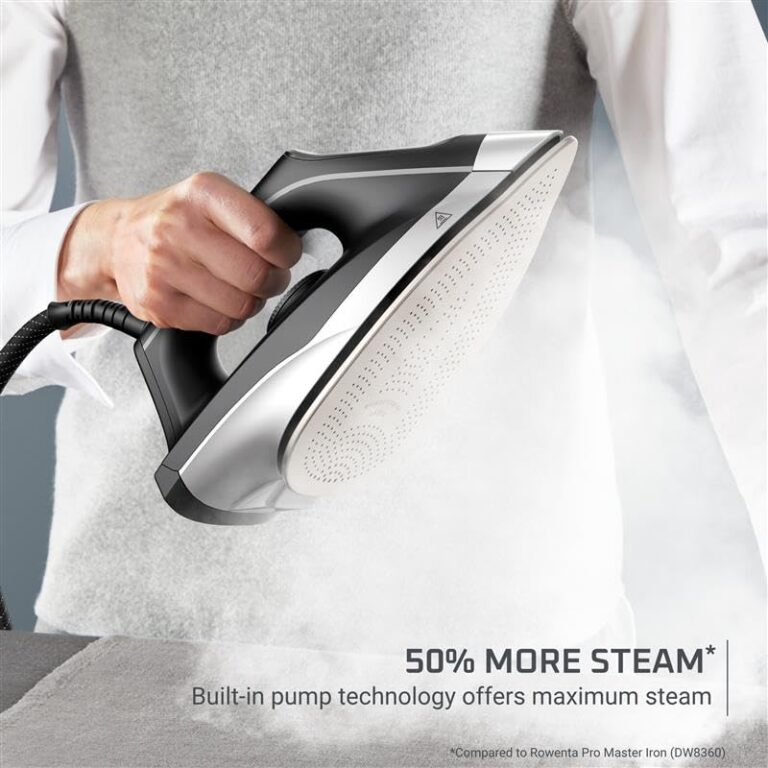 Rowenta Iron Steamer for Clothes, Master Steam Station, Professional Steam Iron For Clothes with Stainless Steel Soleplate 57 oz, 400 microsteam holes, Built-In Pump, 1750 watts, Black Green, VR8338 - Image 5