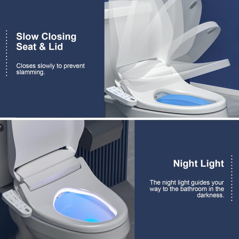 ZMJH 236 Bidet Toilet Seat, Elongated Smart Unlimited Warm Water, Vortex Wash, Electronic Heated, Warm Air Dryer, Rear and Front Wash, LED Light, Need Electricity, White (Elongated) - Image 6