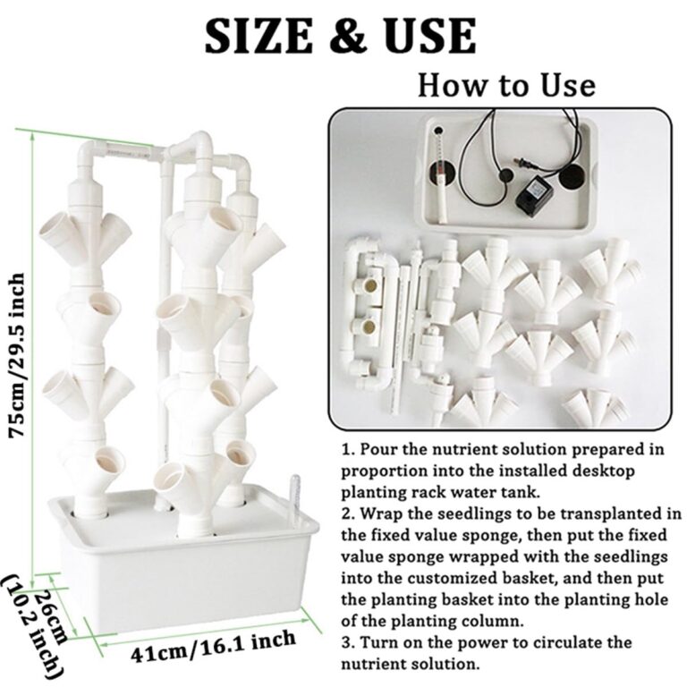 QZQHNYJ 16/24-Holes Hydroponics Growing System Vertical Garden Planter Indoor Smart Garden Kit with Pump and Movable Water Tank for Gardening Lover,24holes - Image 3