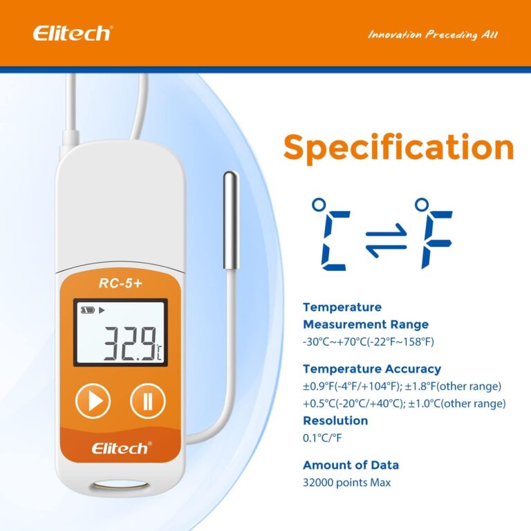 Elitech RC-5+ TE Digital PDF USB Temperature Data Logger Reusable Recorder Refrigerator Thermometer 32000 Points High Accuracy (Extra External Sensor)-10Pack - Image 6