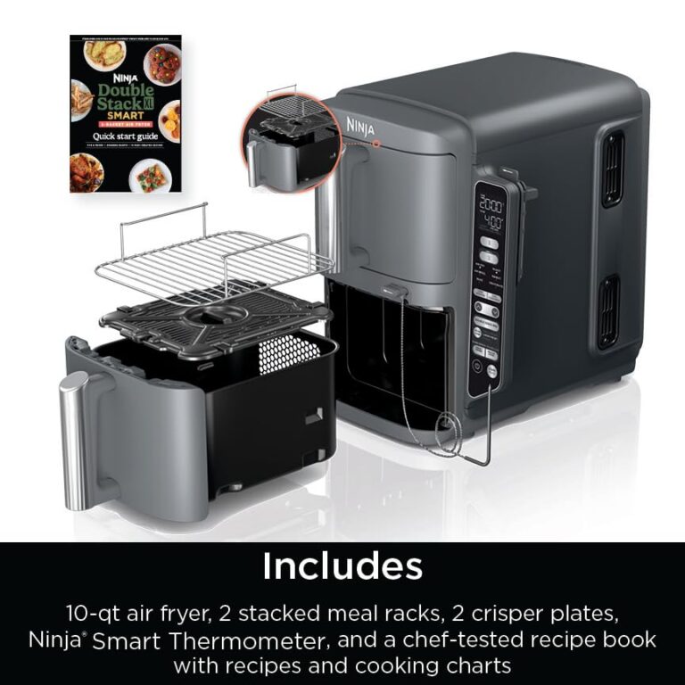 Ninja DoubleStack XL Smart 2-Basket Air Fryer, Smart Cook System, DoubleStack Technology Cook 4 Foods at Once, Space Saving Design, 10 QT, 6-in-1, Smart Finish & Match Cook, Air Fry, Broil, Bake SL451 - Image 3