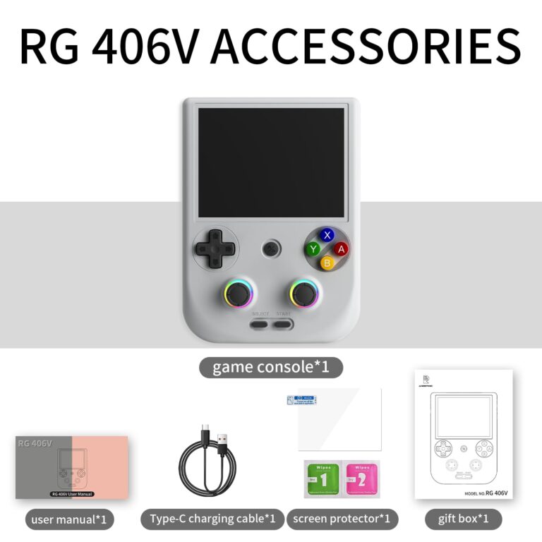 RG406V Handheld Game Console Preloaded Games RG 406V 4-inch IPS Multi-touch Screen Retro Game Console 128G UFS2.2 Android 13 Retro Emulator RG406V 5500mAh Battery 1080p DP Output WIFI Bluetooth Gray - Image 2