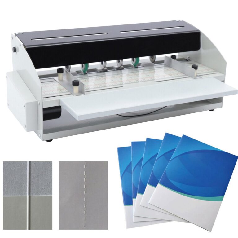 LALABU 3-in-1 Electric Creasing Machine 460mm 18inch Electric Paper Creaser Scorer Perforator Cutter Paper Folding Machine for Tickets Documents Cards Photos Invitations, 110V