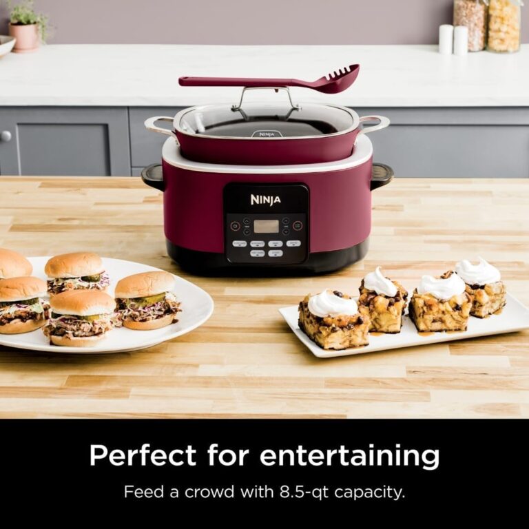 Ninja Foodi PossibleCooker PRO MC1000 8.5Qt Multicooker 8 in 1 Slow Cooker, Dutch Oven, Steam Bake Roast Sear Sauté Bread Maker Warmer, Glass Lid, Integrated Spoon, Nonstick (Cherry) - Image 5