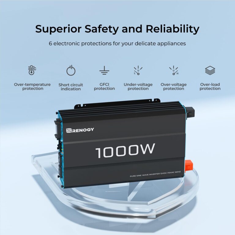 Renogy 1000W Pure Sine Wave Inverter 12V DC to 120V AC Converter for Home, RV, Truck, Off-Grid Solar Power 110V with Built-in 5V/2.1A USB Port, Hardwire Remote Controller - Image 4