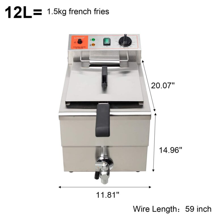 Valgus 1750W Stainless Steel Electric Deep Fryer 12L Large Capacity Countertop Kitchen Frying Machine with Basket & Lid, Drain System - Image 7