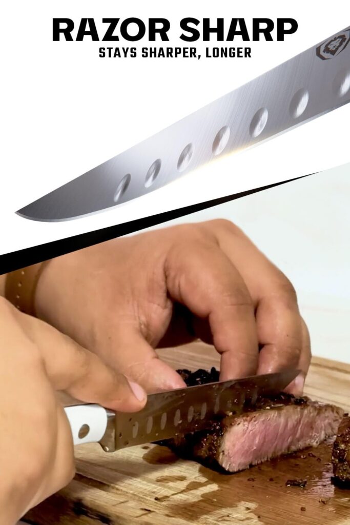 Dalstrong Steak Knife Set with Folding Block - 8 Pc - Gladiator Series - 5" Straight Edge Blade - Forged High-Carbon German Steel - w/Modular Storage Block - Glacial White ABS Handle - NSF Certified - Image 6