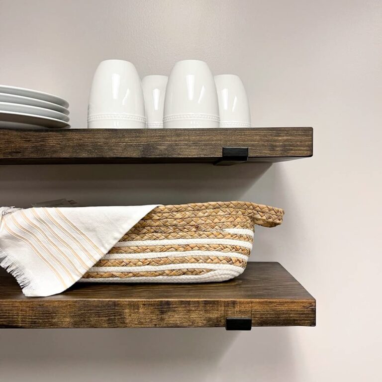 Rustic Shelves with J-Brackets Set of 2, Industrial Shelf, Kitchen Shelves, Solid Wood, Decorative Wall Storage, Heavy Duty, URBANDI (Dark Brown, 24Wx8D) - Image 9