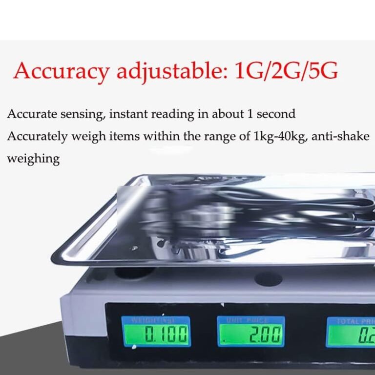 ZOCWJK Kitchen Food Scales Electronic Scales Digital Kitchen Scales, Commercial Table Scales Price Computing Scales,Stainless Steel Platform Scale 40Kg with LCD Display,WHI(Black - Image 6