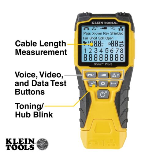 Klein Tools VDV001819 Tool Set, Cable Installation Test Set with Crimpers, Scout Pro 3 Cable Tester, Snips, Punchdown Tool, Case, 6-Piece - Image 8