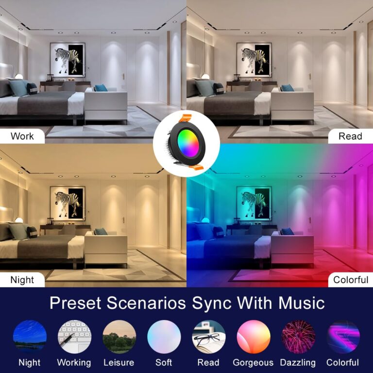 inShareplus 2 Inch Smart Recessed Lighting, 10 Pack WiFi Black LED Downlight 5W 120V, Dimmable RGBCW 2700-6500K Color Changing, Compatible with Alexa/Google, Ceiling Lights with LED Driver - Image 2