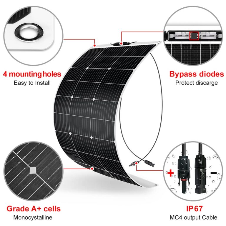 DOKIO Flexible Solar Panel 6x100w(600w) Semi-Flexible Bendable 12V Monocrystalline Off-Grid for RV Boat Cabin Van Car and Caravan RV Boat Camper……… - Image 6