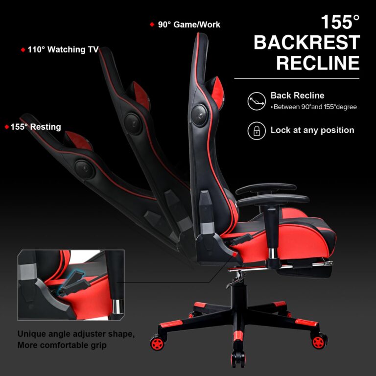 GTRACING Gaming Chair with Footrest Speakers Video Game Chair Bluetooth Music Heavy Duty Ergonomic Computer Office Desk Chair Red - Image 6