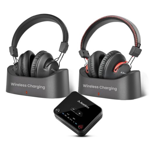 Avantree HT41899 Plus 2 [2025 Upgrade] - Dual Bluetooth 5.3 Wireless Headphones for TV Watching with Transmitter & Charging Docks, aptX Adaptive & Low Latency, Compatible with Optical & 3.5mm AUX TVs