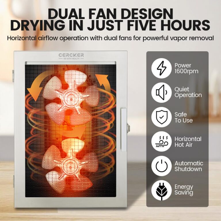 Food-Dehydrator Machine 12 Stainless Steel Trays, 10.9ft² Meat Dehydrator for Jerky, 800W Dryer for Herbs, 190ºF Temperature Control,24H Timer,Powerful Drying Capacity for Fruits,Yogurt - Image 6