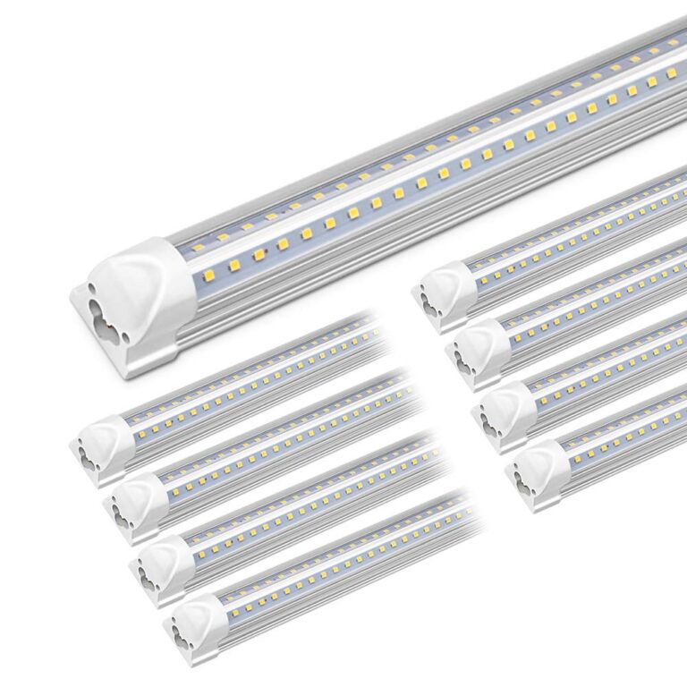 Kihung 8 Pack 8FT LED Shop Light, V Shape T8 LED Garage Light, 6000K Super Bright White, 9750LM, 75W, Linkable Shop Lights for Garage, Workshop, Basement, Clear Lens