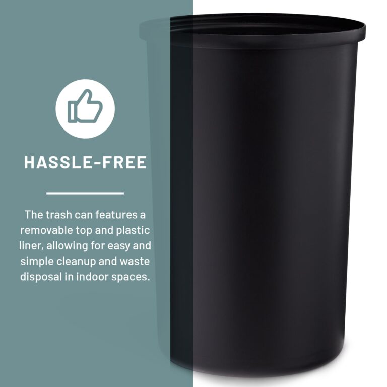 Safco Open Top Trash Can, 14 Gallon Stainless Steel, Modern Garbage Can for Indoor Use, Black - Image 4