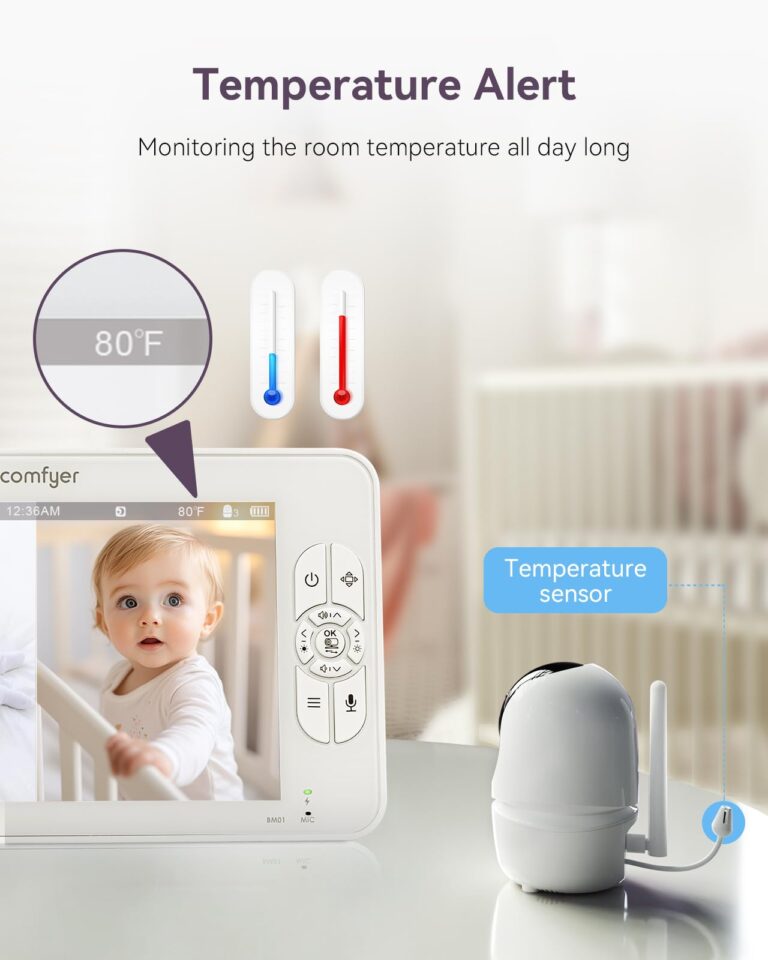 Comfyer Split-Screen Baby Monitor with 2 1080P Cameras, 7" HD 720P Baby Monitor No WiFi with a Flexible Bracket, Video Baby Monitor with Camera and Audio, 2 Way Audio, Remote PTZ, Auto Night Vision - Image 2
