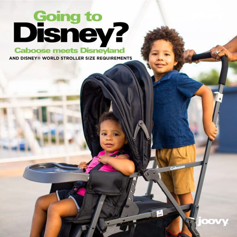 Joovy Caboose Sit and Stand Double Stroller with Rear Bench and Standing Platform, 3-Way Reclining Seats, Optional Rear Seat, and Universal Car Seat Adapter (Black) - Image 2