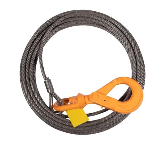 Mytee Products 1/2" x 100' Winch Cable Rope Wrecker Tow Truck Rollback - Steel Core w/Hook, 23,600 lbs Breaking Strength