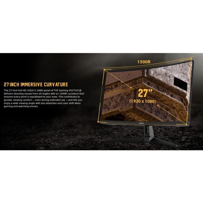 ASUS TUF Gaming VG27VH1B 27” Curved Monitor, 1080P Full HD, 165Hz (Supports 144Hz), Extreme Low Motion Blur, Adaptive-sync, FreeSync Premium, 1ms, Eye Care, HDMI D-Sub, BLACK - Image 8