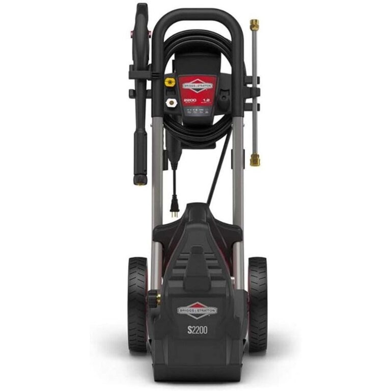 Briggs & Stratton 2200 Max PSI/1.2 Max GPM Electric Pressure Washer with 25 ft. Hose, 4 Spray Nozzles, Instant Start/Stop System and 9 Inch Wheels - Image 3