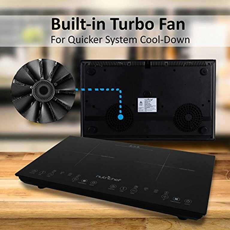 NutriChef Double Induction Cooktop - Portable 120V Digital Ceramic Dual Burner w/ Kids Safety Lock - Works with Flat Cast Iron Pan,1800 Watt,Touch Sensor Control, 12 Controls - PKSTIND48, Black - Image 3