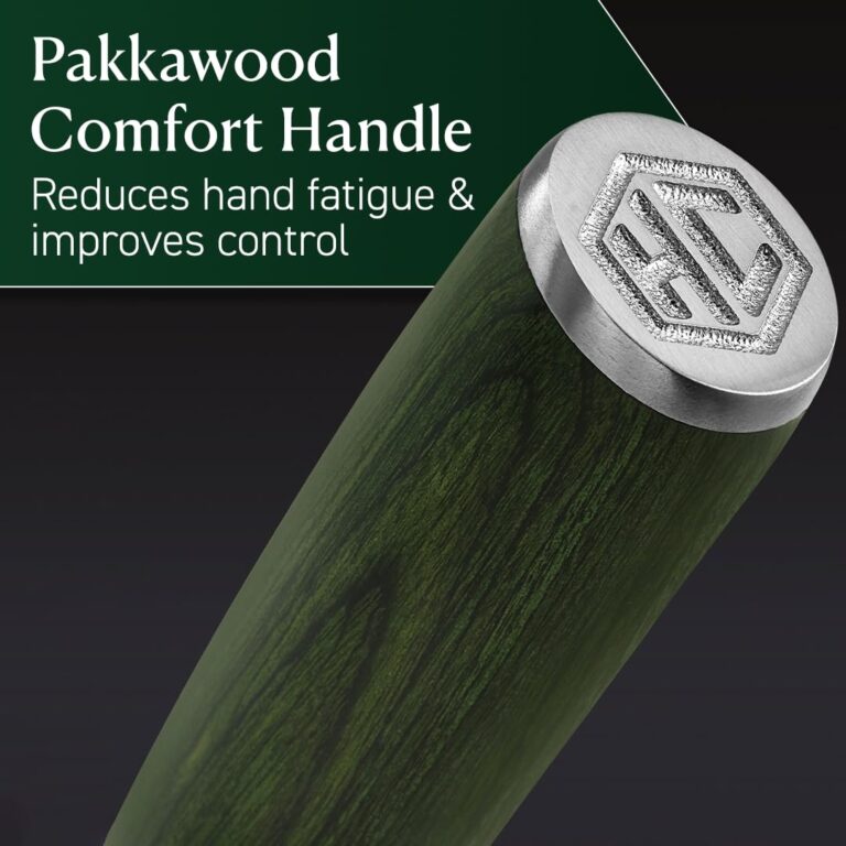 HexClad Steak Knife Set, 4-Pieces Damascus Stainless Steel Blades, Full Tang Construction, Pakkawood Handles - Image 4