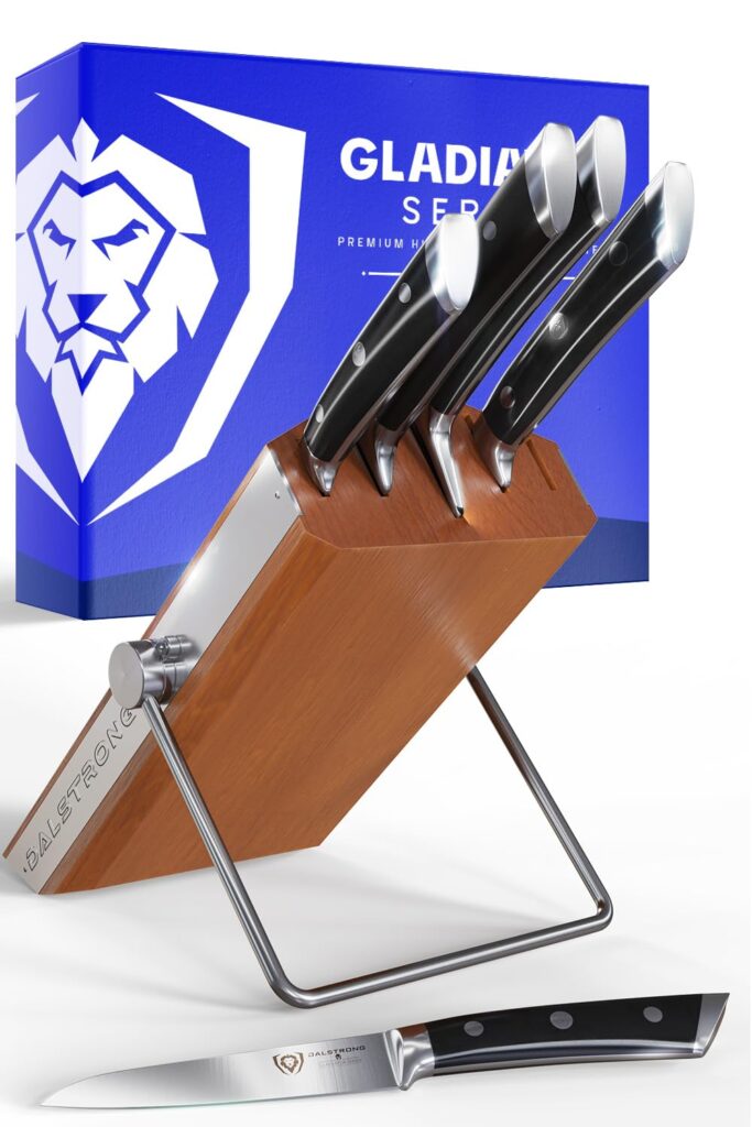 Dalstrong Knife Block Set - 5 Piece - Gladiator Series - with Modular, Multi-Level Block - German High Carbon Steel - Premium ABS Black Handles - NSF Certified