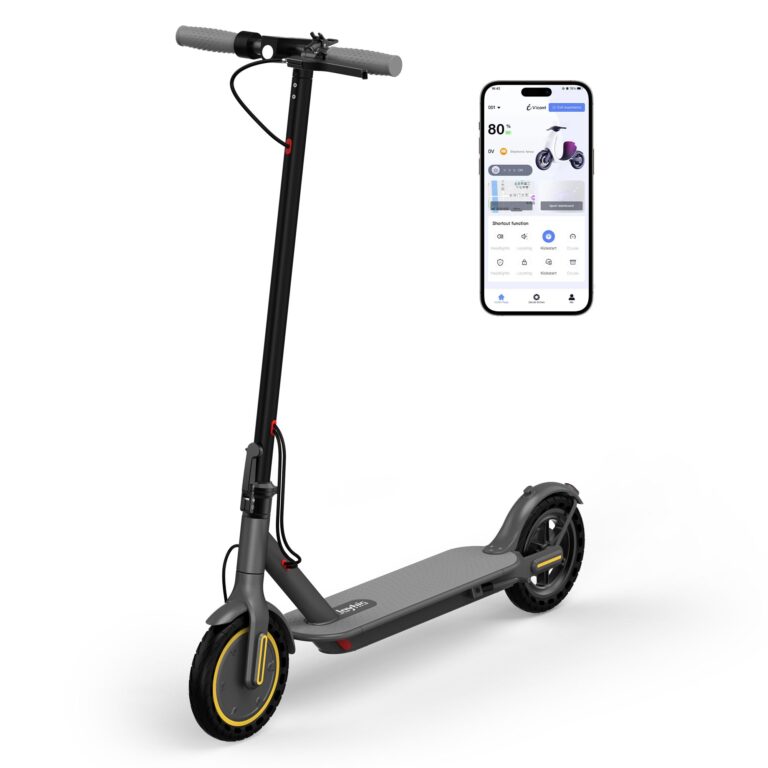Electric Scooter Adults, Max 19 Mph & 19-23 Miles Range E-Scooter, Commuting Scooter Sport Scooter with APP Control, Powerful 350W 8.5" Solid Tires Foldable Electric Scooters (JS01-22Miles)