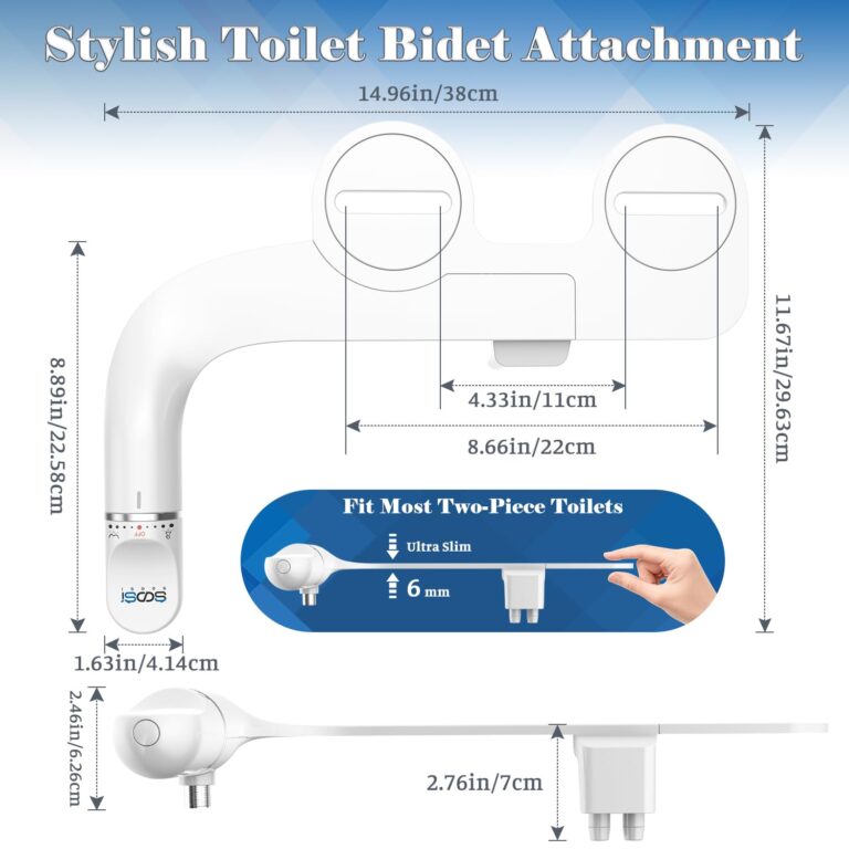 Ultra-Slim Bidet Attachment for Toilet Dual Nozzles Feminine & Rear Wash Bidet Toilet Seat Attachment Non Electric Self Cleaning Fresh Cold Water Toilet Bidets Spray Jet Easy Install (Silver) - Image 2