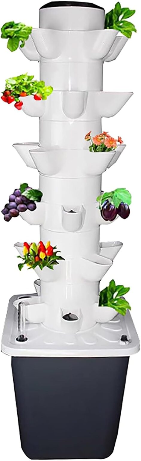 Hydroponics Growing System Kit, 30-Plants Indoor Vertical Hydroponic Tower Garden System, Smart Gardening Kit for Herbs, Fruits, and Vegetables,15 Holes