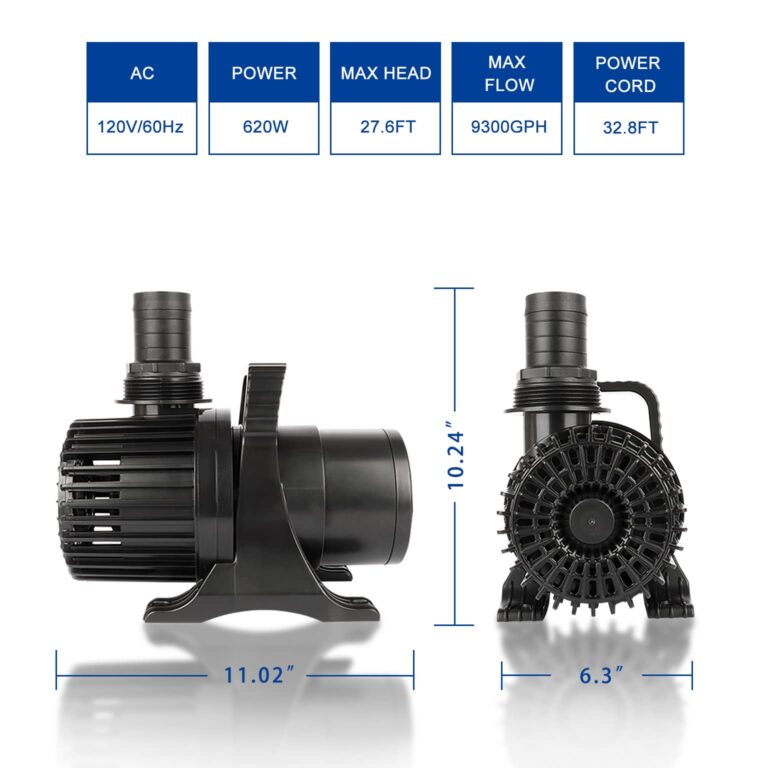 OYO WATER Outdoor Large 9300gph-620W 32.8FT Pond Water-fall & Kio Fish Fountain-s &Garden Pump Submersible IPX8: Long 32.8FT Cord Smart-er & Quieter Duck & Yard &Patio Ponds Pumps, 1 Barrier Pump Bag - Image 5