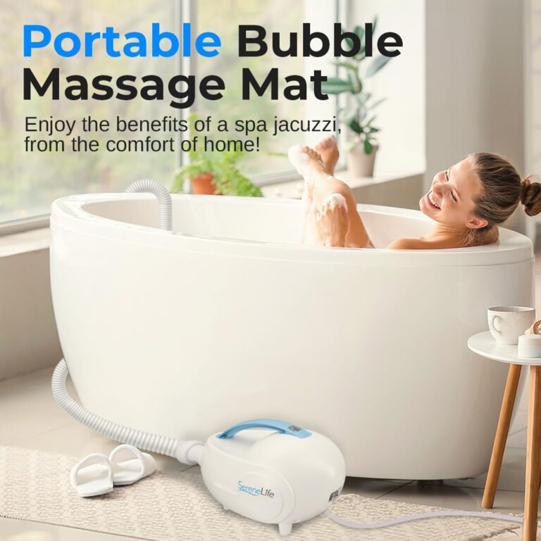 Portable Spa Bubble Bath Massager - Thermal Spa Waterproof Non-Slip Mat with Suction Cup Bottom, Motorized Air Pump & Adjustable Bubble Settings - Remote Control Included - Serenelife AZPHSPAMT22 - Image 7