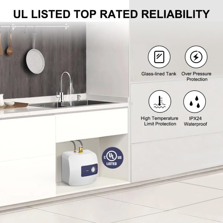 ThermoMate Electric Tank Water Heater, 8.0 Gallon Point of Use Instant Small Hot Water Heater 120V 1440W, Wall or Floor Mounted, Plug-in to Use, UL Listed ES800 - Image 6